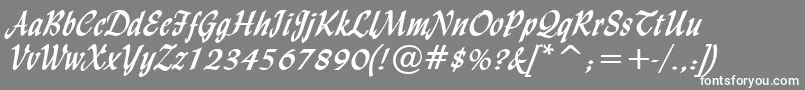 LyndaCursiveBold-fontti – valkoiset fontit harmaalla taustalla