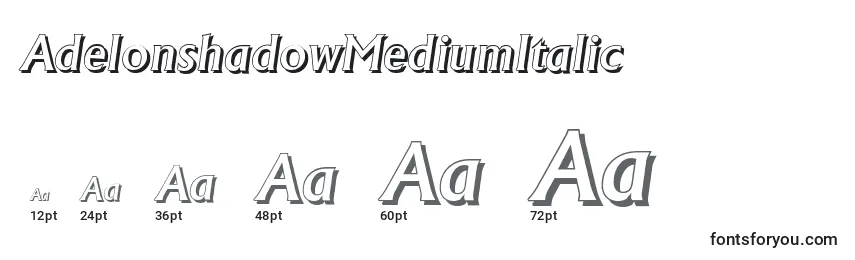Размеры шрифта AdelonshadowMediumItalic