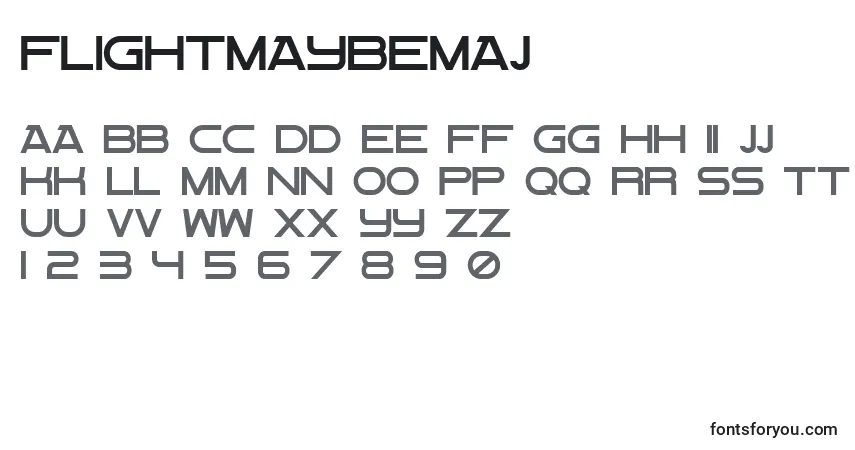 A fonte FlightMaybeMaj – alfabeto, números, caracteres especiais