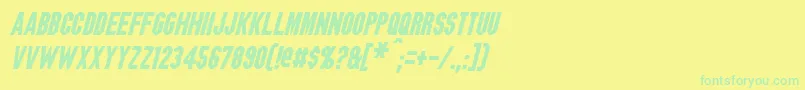 BlitzwingItalic-Schriftart – Grüne Schriften auf gelbem Hintergrund