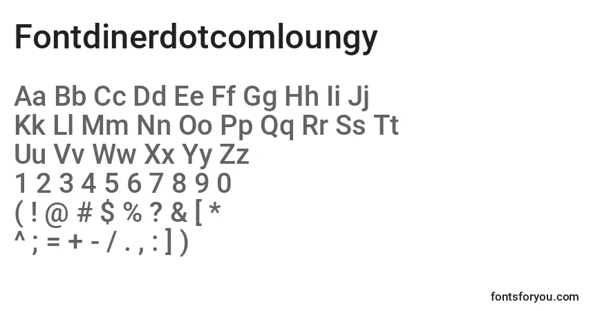 Czcionka Fontdinerdotcomloungy – alfabet, cyfry, specjalne znaki