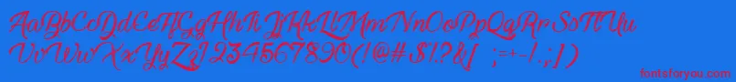 フォントHauntedEyesTtf – 赤い文字の青い背景