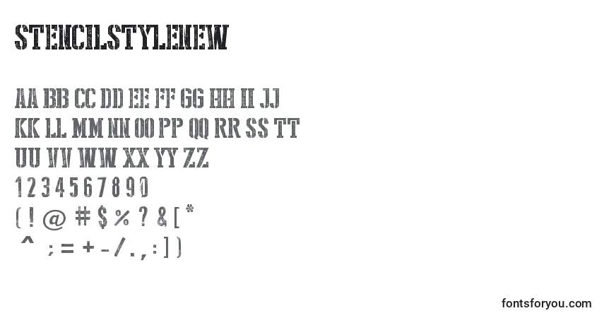 StencilStyleNew-fontti – aakkoset, numerot, erikoismerkit