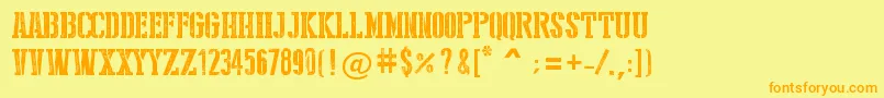 StencilStyleNew Font – Orange Fonts on Yellow Background