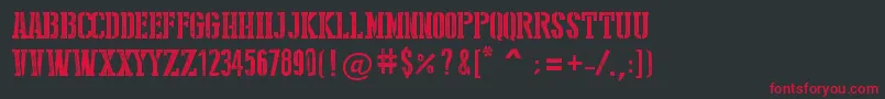 StencilStyleNew Font – Red Fonts on Black Background