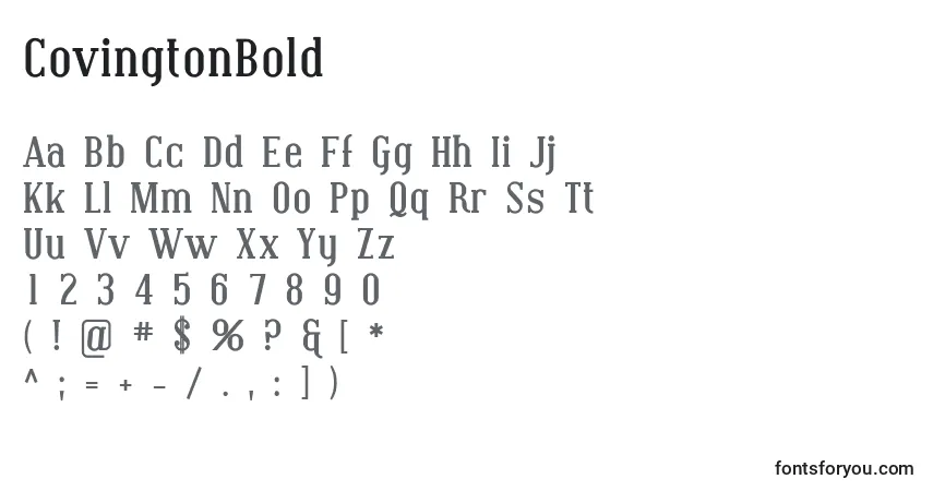 A fonte CovingtonBold – alfabeto, números, caracteres especiais