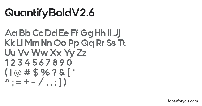A fonte QuantifyBoldV2.6 – alfabeto, números, caracteres especiais