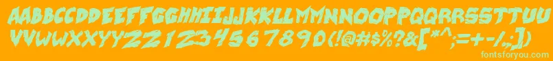 WreckingKrewItalic Font – Green Fonts on Orange Background