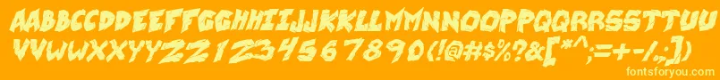 WreckingKrewItalic-Schriftart – Gelbe Schriften auf orangefarbenem Hintergrund