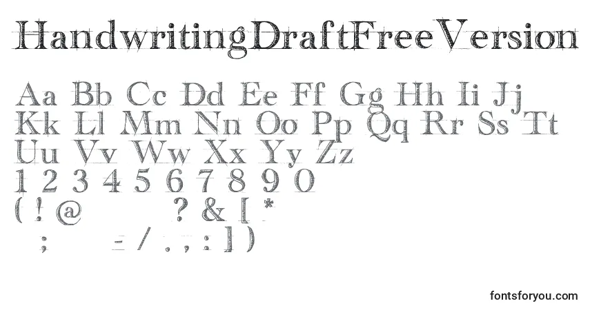 A fonte HandwritingDraftFreeVersion – alfabeto, números, caracteres especiais