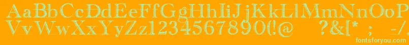 HandwritingDraftFreeVersion-Schriftart – Grüne Schriften auf orangefarbenem Hintergrund