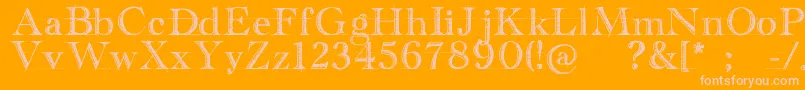 HandwritingDraftFreeVersion-Schriftart – Rosa Schriften auf orangefarbenem Hintergrund