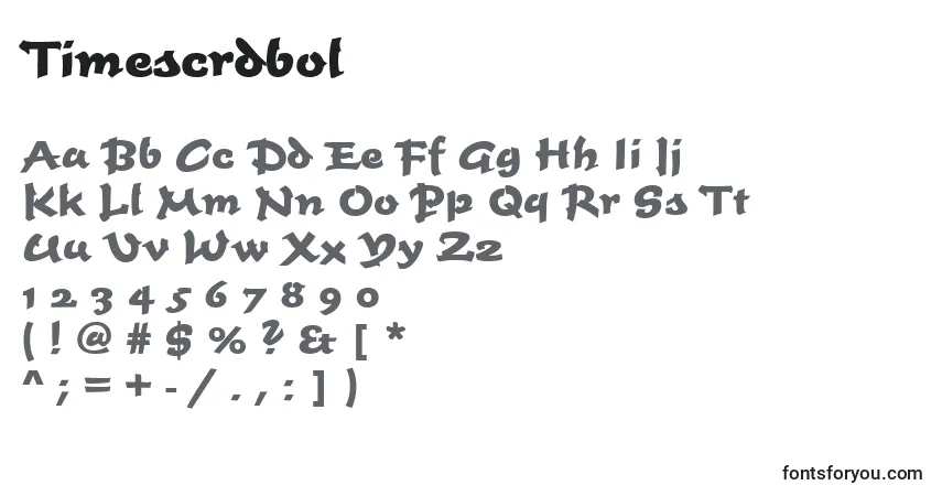 Czcionka Timescrdbol – alfabet, cyfry, specjalne znaki