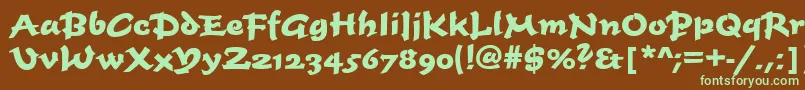 フォントTimescrdbol – 緑色の文字が茶色の背景にあります。