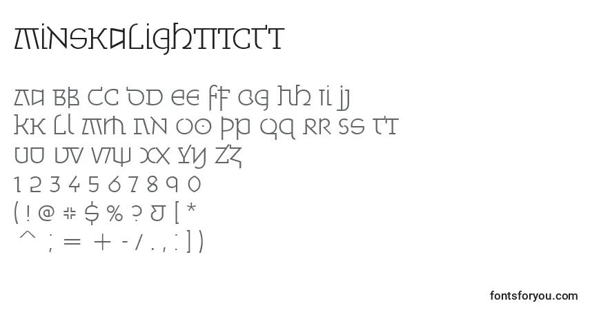 Шрифт MinskaLightItcTt – алфавит, цифры, специальные символы