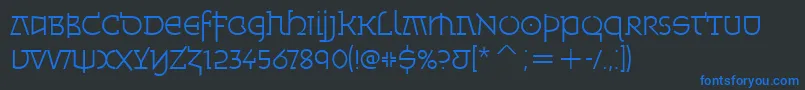 MinskaLightItcTt-Schriftart – Blaue Schriften auf schwarzem Hintergrund