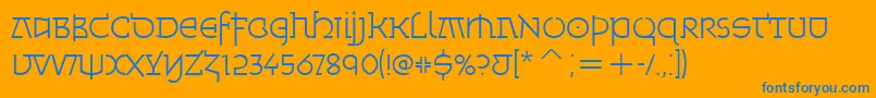 Fonte MinskaLightItcTt – fontes azuis em um fundo laranja
