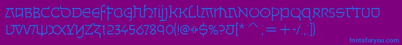 MinskaLightItcTt-Schriftart – Blaue Schriften auf violettem Hintergrund