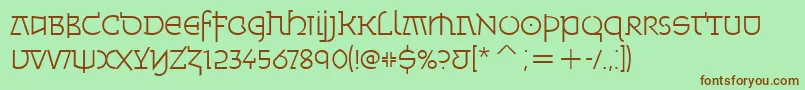 MinskaLightItcTt-Schriftart – Braune Schriften auf grünem Hintergrund