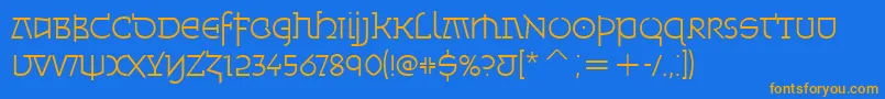 MinskaLightItcTt-Schriftart – Orangefarbene Schriften auf blauem Hintergrund