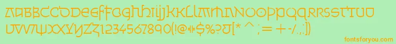 MinskaLightItcTt-Schriftart – Orangefarbene Schriften auf grünem Hintergrund