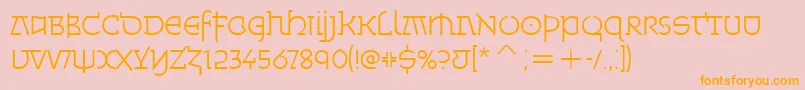 MinskaLightItcTt-Schriftart – Orangefarbene Schriften auf rosa Hintergrund