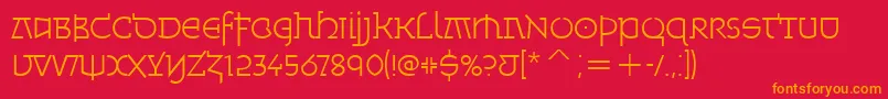 MinskaLightItcTt-Schriftart – Orangefarbene Schriften auf rotem Hintergrund