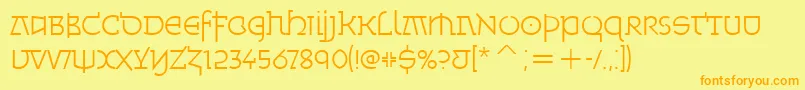 MinskaLightItcTt-Schriftart – Orangefarbene Schriften auf gelbem Hintergrund