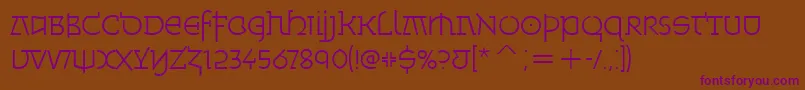 MinskaLightItcTt-Schriftart – Violette Schriften auf braunem Hintergrund