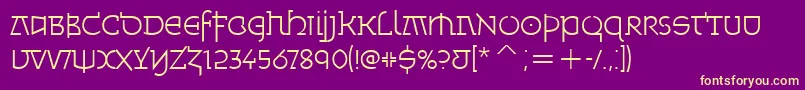 Weitere Informationen zur MinskaLightItcTt-Schriftart MinskaLightItcTt-Schriftart – Gelbe Schriften auf violettem Hintergrund