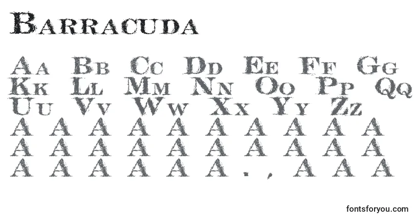Barracuda-fontti – aakkoset, numerot, erikoismerkit