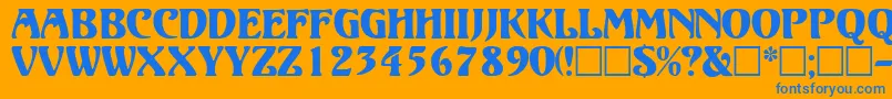 VolutedisplaycapssskRegular Font – Blue Fonts on Orange Background