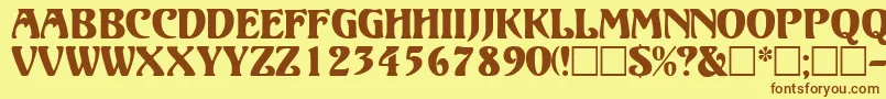 VolutedisplaycapssskRegular Font – Brown Fonts on Yellow Background