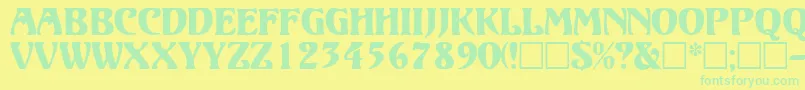 VolutedisplaycapssskRegular Font – Green Fonts on Yellow Background