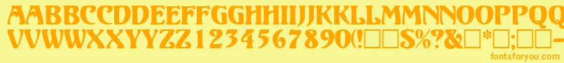 VolutedisplaycapssskRegular Font – Orange Fonts on Yellow Background