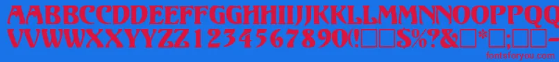 フォントVolutedisplaycapssskRegular – 赤い文字の青い背景