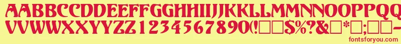 VolutedisplaycapssskRegular Font – Red Fonts on Yellow Background