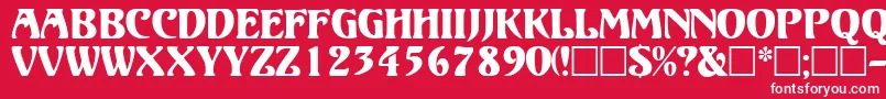 Fonte VolutedisplaycapssskRegular – fontes brancas em um fundo vermelho