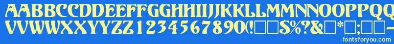 VolutedisplaycapssskRegular Font – Yellow Fonts on Blue Background