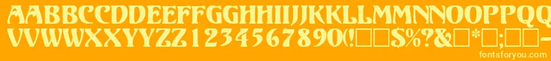 VolutedisplaycapssskRegular Font – Yellow Fonts on Orange Background