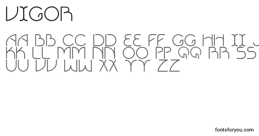 Czcionka Vigor – alfabet, cyfry, specjalne znaki