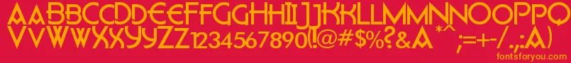 フォントFlatley – 赤い背景にオレンジの文字