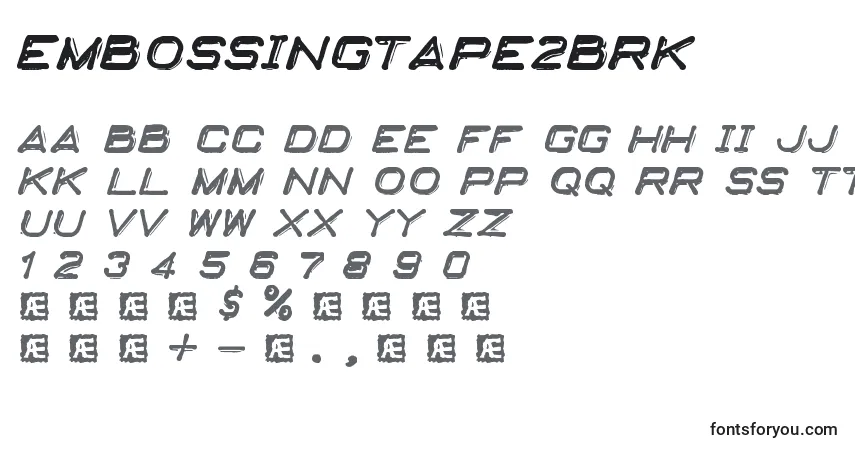A fonte EmbossingTape2Brk – alfabeto, números, caracteres especiais