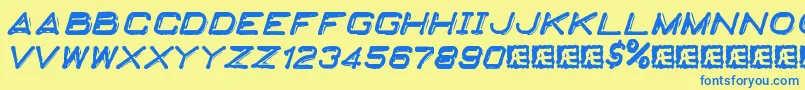 EmbossingTape2Brk Font – Blue Fonts on Yellow Background
