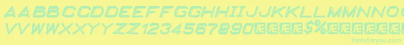 EmbossingTape2Brk Font – Green Fonts on Yellow Background