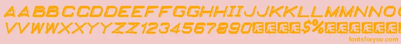 EmbossingTape2Brk-Schriftart – Orangefarbene Schriften auf rosa Hintergrund