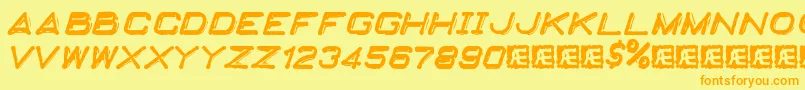 EmbossingTape2Brk Font – Orange Fonts on Yellow Background