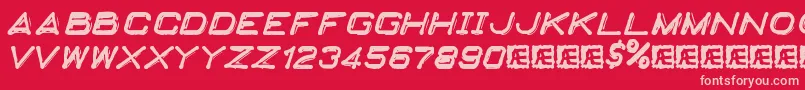 EmbossingTape2Brk Font – Pink Fonts on Red Background