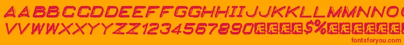 EmbossingTape2Brk Font – Red Fonts on Orange Background