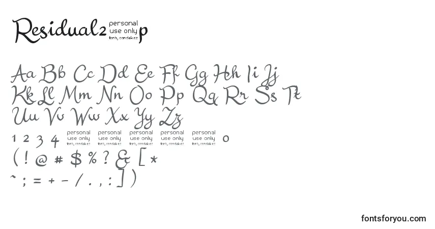 Шрифт Residual25p – алфавит, цифры, специальные символы